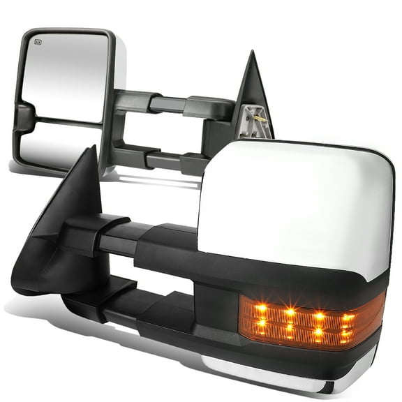DNA Motoring TWM-015-T999-CH-AM For 2003 to 2006 Avalanche / Tahoe Pair of Powered   Heated Signal Glass   Manual Extenable Chrome Side Towing Mirrors 04 05