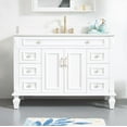 thumbnail image 3 of ANGELES HOME 48" Bathroom Vanity with Sink, Freestanding Solid Wood Bathroom Makeup Cabinet W/ 2 Doors and 6 Drawers, Bathroom Vanity Storage Organizer with Carrara White Quartz Countertop, White, 3 of 10