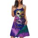 thumbnail image 2 of Vestido de dormir largo para mujer, moderno, informal, estampado, con bolsillos, sin mangas, con cuello de jardín, 2 of 6