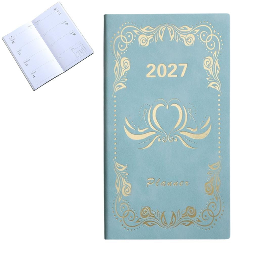 A6 Weekly Monthly Planner 2027 Pu Cover Notebook - 365 Daily Schedule Business Budget Calendar Book Academic Student Travel Journal, Portable for Office Professionals & College Students