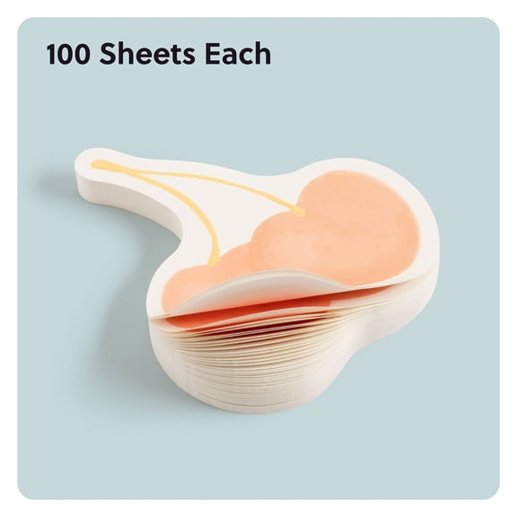 U Brands Sticky Notes, 3 x 3 in., 100 Sheets, Multicolor, Cherry