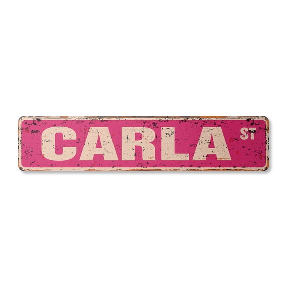 CARLA Vintage Plastic Street Sign Childrens Name Room Sign | Indoor/Outdoor | 30" Wide