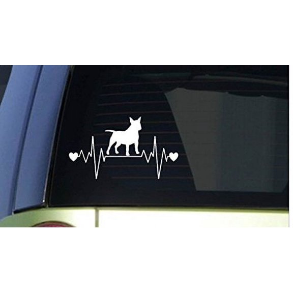 Bull Terrier heartbeat lifeline *I186* 8" wide Sticker decal
