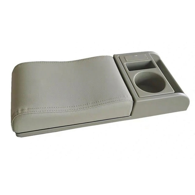 Mistaha Universal Car Armrest Box Cover with Lid Storage Holder, Heightened Pad, Expandable, Rechargeable, Non-destructive Installation (Curved Style - Beige)