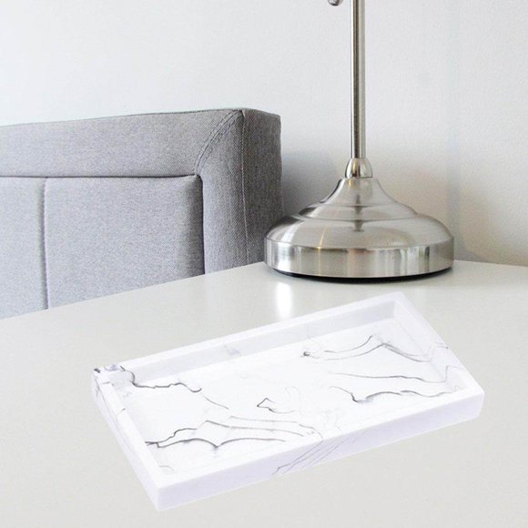VONKY Marble Storage Tray Washroom Vanity Tray Jewelry Dish Bathtub Serving Tray White