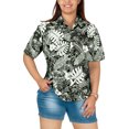 thumbnail image 5 of HAPPY BAY Hawaiian Shirts Womens Casual Summer Beach Party Blouse Shirt TShirts Short Sleeve Tropical Vacation Tops Button up Dress Shirts Blouses for Women S Floral, Black, 5 of 5