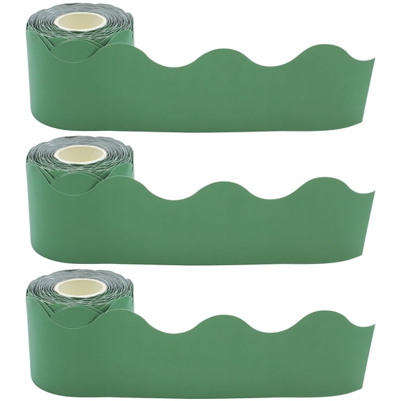Teacher Created Resources Paper Eucalyptus Green Scalloped Rolled Classroom Border, 3 Rolls