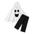 thumbnail image 4 of FYDUU Toddler Kids Boys Halloween Ghost Costume Cloak Cape Hooded Tops Black Pants 2Pcs Spooky Holiday Party Dress Up Outfits Set, 4 of 6