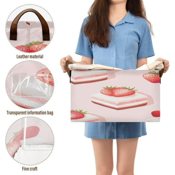 BZSMCE Collapsible Fabric Cube Storage Bins Strawberry Dessert Design Pattern Storage Box