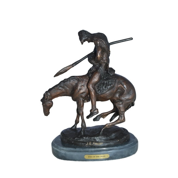 Nifao End of the Trail by James Fraser statue - replica – Home Decor Sculpture, 7"L x 3"W x 9"H