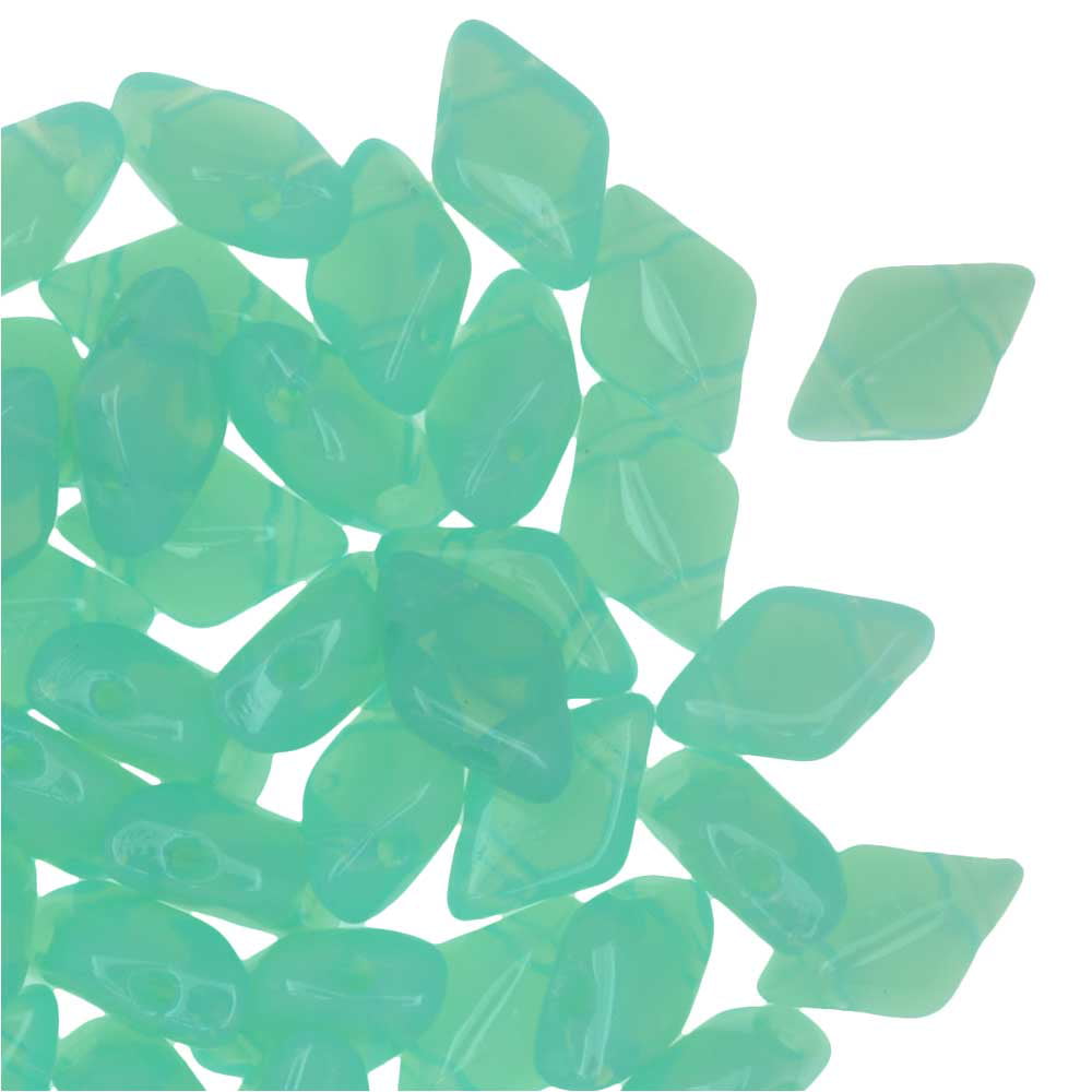 Premium Czech Glass 9x8mm Wavy Oval Beads 10 Beads Opalite Green Mix Diamond