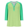 thumbnail image 3 of Womens Henley Shirts, 3/4 Sleeve Shirts for Women Fall Casual Color Patchwork Button Up Notch V Neck T Shirts S-3XL, 3 of 8