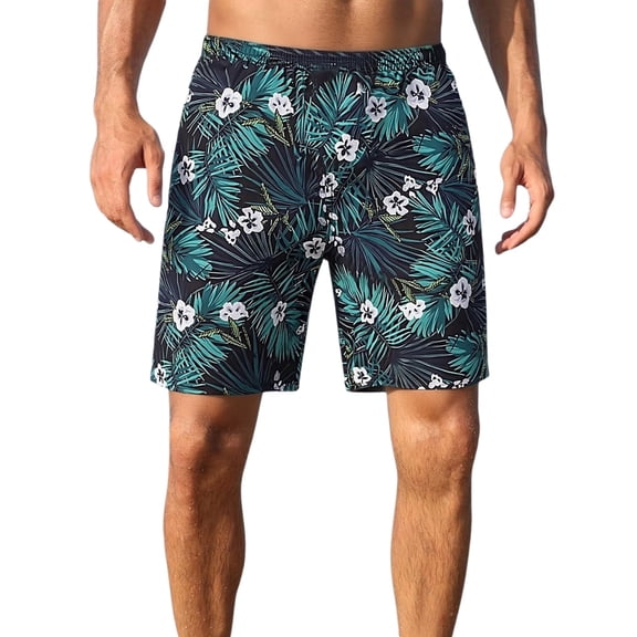 CHENge Men Swim Shorts 5 Inch Lightweight Hawaiian Print Quick Dry Spring Break Swim Trunks with Pockets Upf 50 Sun Protection Swimwear Bathing Suits