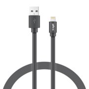 XYST Charge and Sync USB to Lightning Flat Cable, 4 Ft., Black