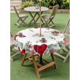 thumbnail image 3 of Outdoor Tablecloth with Umbrella Hole and Zipper, Valentines Love Heart Round Table Cloth 60 Inch Waterproof Tablecloth, Eucalyptus Red Love Heart Picnic Table Cover for Patio Camping, 3 of 7