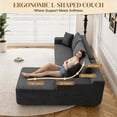 thumbnail image 5 of Aukfa 96" Cloud Sectional Sofa Deep Seat Boneless Couch Modular L-Shaped Couch, Right Chaise Corduroy Sofa for Living Room, Dark Gray, 5 of 9