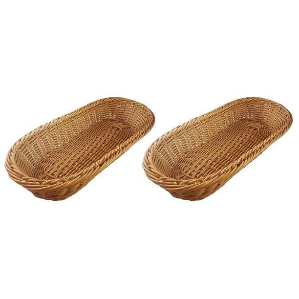 2X Cesta de Mimbre Tejida Ovalada Cesta de Pan Cesta de Servicio, Cesta de Almacenamiento de 14 Pulgadas