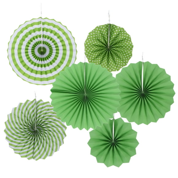 Uxcell 8"/12"/16" Round Paper Fans Hanging Decoration for Birthday Wedding Party, Green 6 in 1 Set
