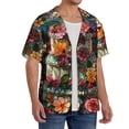 thumbnail image 2 of Goofa Stained Glass Floral Cake Printed Men's Casual Short-sleeved Shirt,Lightweight Breathable Button-down,Summer Casual men's top,Versatile Fashion shirt-XX-Large, 2 of 7