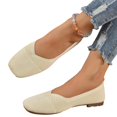 thumbnail image 2 of Domuza Women's Square Toe Knitted Flats Comfortable Softsole Slip On Ballet Flats summer Lightweight Casual Walking Work Shoes Beige 8.5（EU-41）, 2 of 4
