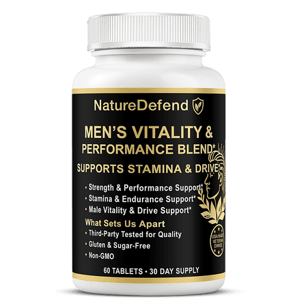 NatureDefend Men’s Vitality & Stamina Support Supplement, 60 Tablets, Veteran-Owned, USA Made