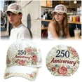 thumbnail image 2 of YYDENG Patriotic Floral Embroidered Baseball Hat Washed Distressed Cloth Hat Adjustable Back Closure Lightweight Cloth Cap, Commemorative 250th Anniversary Sun Hat Independence Day Camping Hiking, 2 of 9