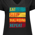 thumbnail image 4 of Inktastic Bull Riding Rodeo Eat Sleep Bull Riding Repeat Women's Plus Size V-Neck T-Shirt, 4 of 5