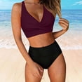 thumbnail image 5 of Bosfbaoi Swimsuit for Women 2-Piece High Waisted Bikini Set Twist Front Crisscross Back Top Tummy Control Bottom Regular Solid Bikini Sets for Women, 5 of 6