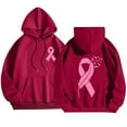 thumbnail image 5 of ZSQDM Women's Hoodies Sweatshirts Plus Size Zip Up Hoodies for Women Breast Cancer Awareness Ribbon Hoodies for Women Oversize Fleece Soft Long Sleeve Sweatshirt Pullover Top Polyester (L), 5 of 5