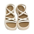 thumbnail image 2 of Womens Slip On Flip Flops Ring Toe Strappy Summer Gladiator Flat Sandals Thick Bottom Sandals Women Outer Wear Roman Style Sandals Women's Shoes Flat Sandals Beige, 2 of 7
