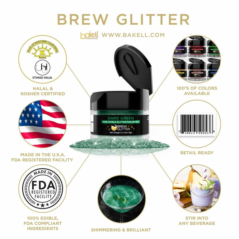 BREW GLITTER Black Edible Glitter For Drinks, Cocktails, Beer, Drink  Garnish & Beverages, 4 Gram, KOSHER Certified, 100% Edible & Food Grade, Kosher Certified