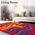thumbnail image 2 of ODIKA 6'x9' Machine Washable Non-Slip Area Rug, Serene Sunset Ocean Waves with Leaping Dolphins Latch Hook High Traffic Rug, Red, 635059, 2 of 7