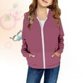 thumbnail image 2 of REDARER Girls Hooded Zip-Up Sweatshirt, Casual Fall Jacket with Front Pockets, Lightweight Outerwear for Everyday Wear,Size:12-13 Years, 2 of 4