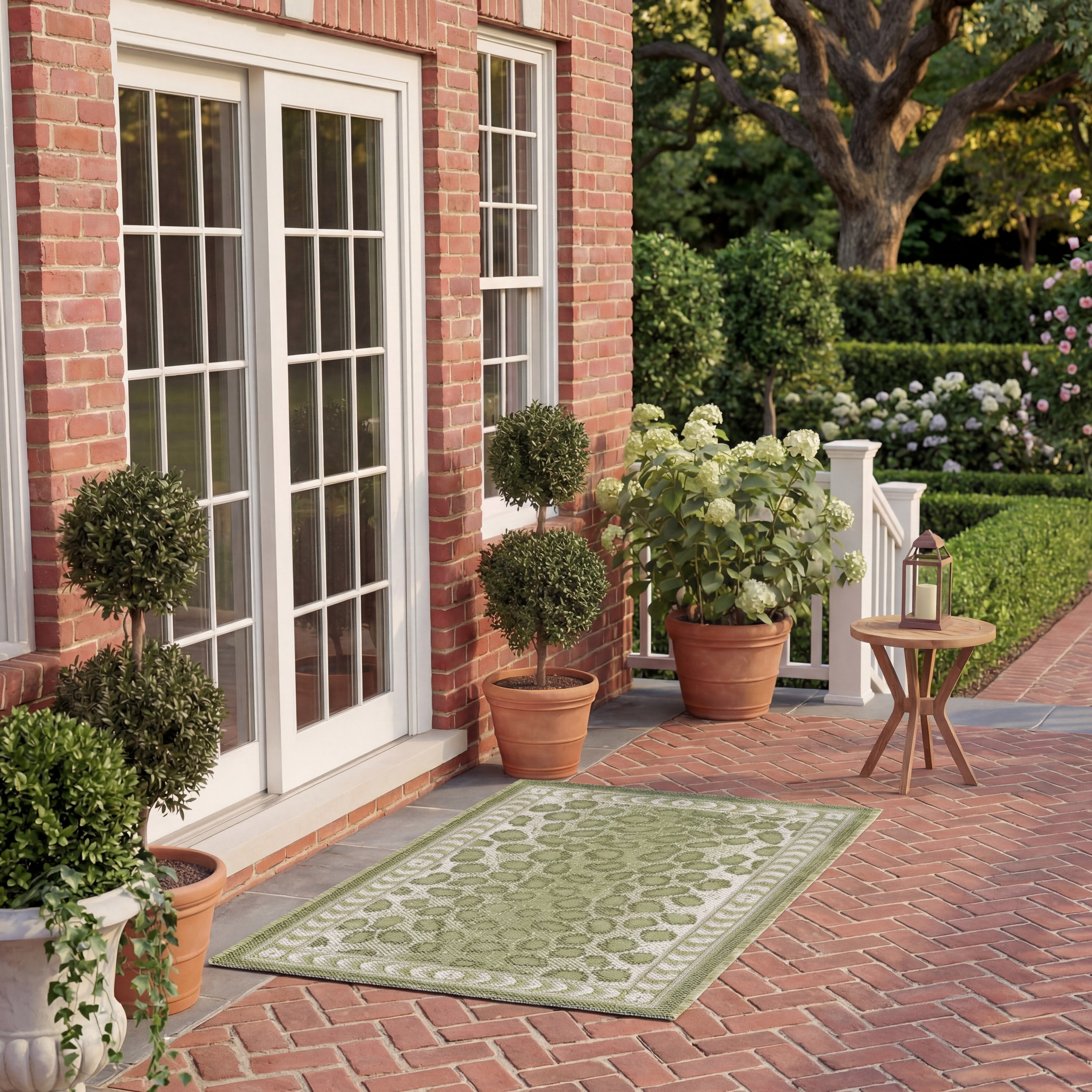 Safavieh Courtyard Candace Spotted Indoor/Outdoor Area Rug, Light Green/Ivory, 9' x 12'
