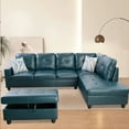 thumbnail image 3 of PonLiving Sectional Sofa Couch, L-Shaped 3-Piece Couch Living Room Sofa Set for Small Space, Apartment, Loft, Office, Right Hand Facing, Peacock Blue, 3 of 8