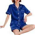 thumbnail image 4 of Aofany Womens Silky Satin Pajama Set Short Sleeve Shirt with Shorts 2 Piece Pjs Sets Soft Silk Sleepwear Nightwear Button-Down Loungewear, 4 of 4