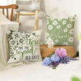thumbnail image 6 of Hello Spring Green Decorative Throw Pillow Covers 18 x 18 Set of 4, Bloom Daisy Flower Leaves Porch Patio Outdoor Pillowcase, Floral Seasonal Sofa Couch Cushion Case Home Decor, 6 of 6