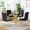 Gold-Black+4 Gold-Black Chairs, variant on 5-Piece Round Dining Set, Modern 37" Clear Tempered Glass Table and 4 PU Leather Padded Chairs for Kitchen, Small Spaces, Apartment