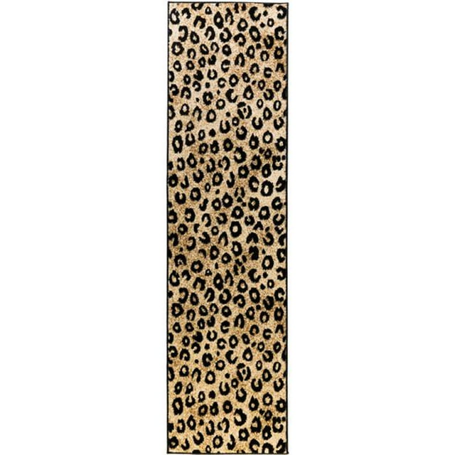 Infinity Home 19532 2 ft. x 7 ft. 3 in. Dulcet Leopard Runner Area Rug - Black
