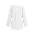 thumbnail image 2 of Blusa de mujer Camisa de color sólido de manga larga Costura de encaje Blusa suelta informal Ropa de otoño, Blanco, S sidaley AP003723-01, 2 of 3