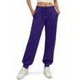 thumbnail image 4 of Tianiyouqing Sweat Pants Womens Cinch Bottom Stretchy Waist High Waisted Comfy Joggers Trousers Winter Drawstring Fleece Lined Dressy Baggy Sweatpants Purple XL, 4 of 5