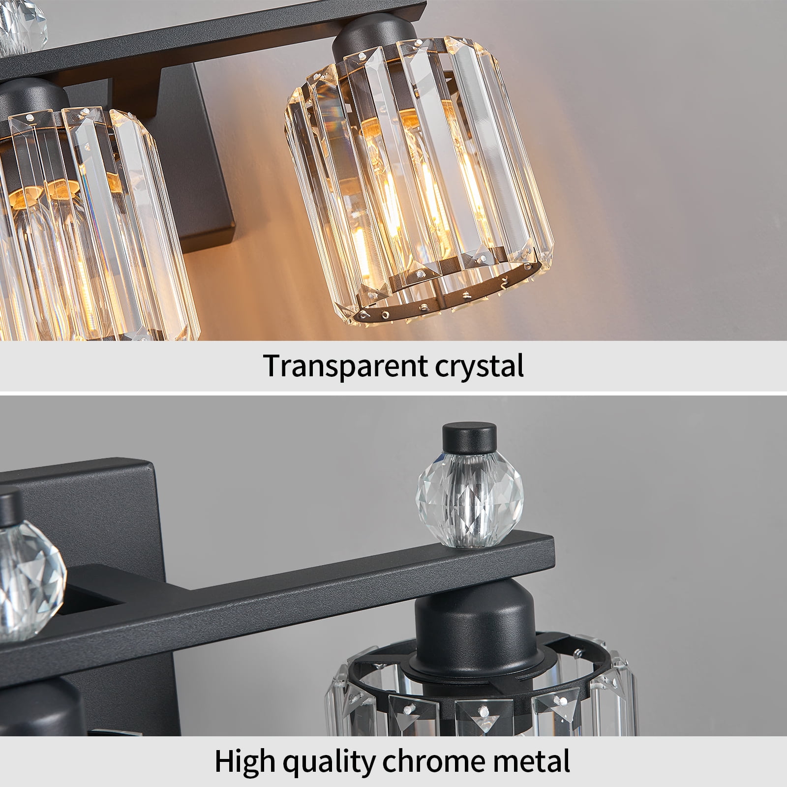 Crystal Vanity Light Fixtures Sand Black Over Mirror Crystal Bathroom Vanity Lighting Fixtures 3-Light Bathroom Vanity Lights