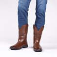 thumbnail image 4 of Bota Puntera cuadrada Cowboy Botas de becerro medias Zapatos de cuero para hombre, 4 of 6