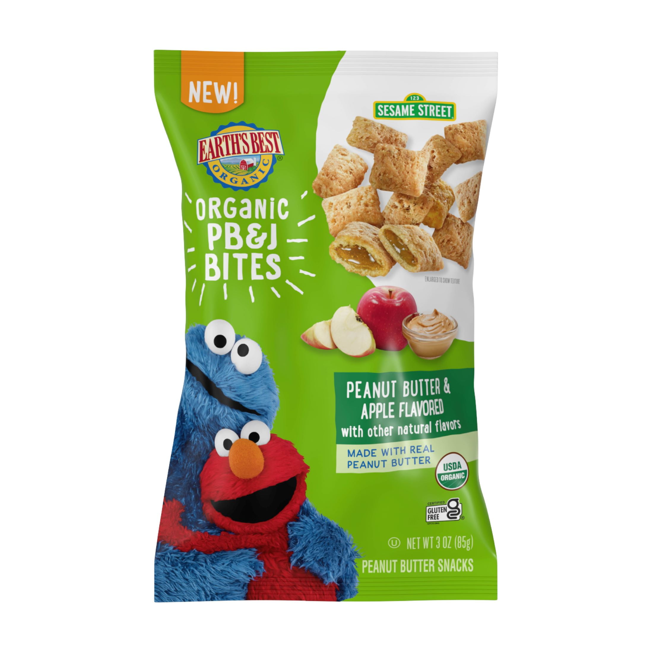 Earth's Best Organic Peanut Butter Apple PB&J Bites Baby Snack, 3 oz Bag