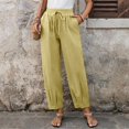thumbnail image 5 of Manxivoo Women's cotton linen high-waisted wide-leg barrel pants (loose fit) for summer, with pockets, suitable for casual and home wear, 5 of 9