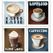 Espresso Drinks USPS Forever Postage Stamp 5 Books of 20 US First Class Postal Coffee Caffe Latte Cappuccino Birthday Anniversary Wedding Celebrate (100 Stamps)