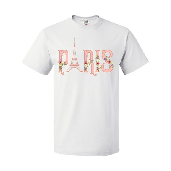 Inktastic Pink Paris Eiffel Tower with Flowers T-Shirt
