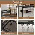 thumbnail image 4 of Carrito de Cocina con Ruedas, Estante Organizador con Ganchos, Madera y Negro, 1 Pieza, 4 of 7