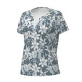 thumbnail image 2 of Goofa Lilies Flowers Pattern Womens Deep V Neck Low Cut Tops Casual Summer Short Sleeve Ribbed Knit T-Shirts-Small, 2 of 5
