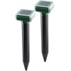 Solar Mole Repellent Ultrasonic 2 Pack Outdoor Powered Sonic Deterrent - Mole Stopper Scare Vole for Lawn Garden & Yard Home - Groundhog Repeller Snake Gopher Spikes Chaser Control